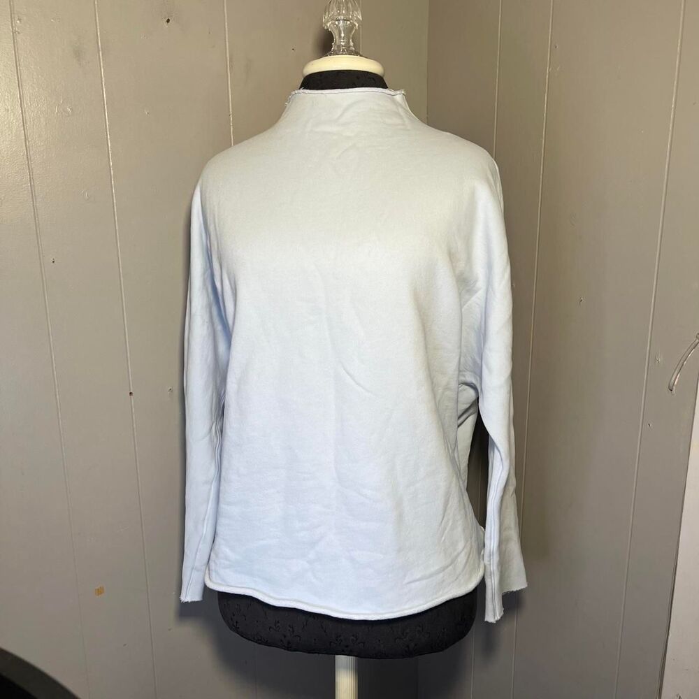 Frank & Eileen Effie Light Blue Long Sleeve Funnel Neck Sweatshirt Size Medium
